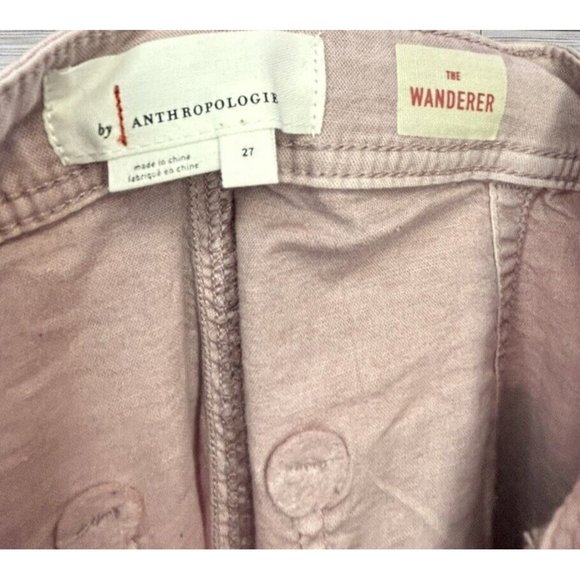 Anthropologie The Wanderer ‎ Utility Cargo Pants Pockets Stretch Pale Pink SZ 27 - Picture 7 of 10